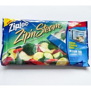 NEW Discontinued Ziploc Zip'n Steam Medium Bags 10 Bags 8x10